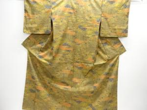 未使用品　草花模様本場大島紬着物（染）